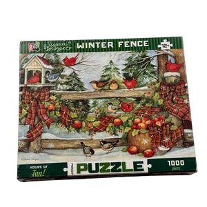 Go! Games Winter Fence Susan Winget 1000 Pieces Puzzle UNCOUNTED